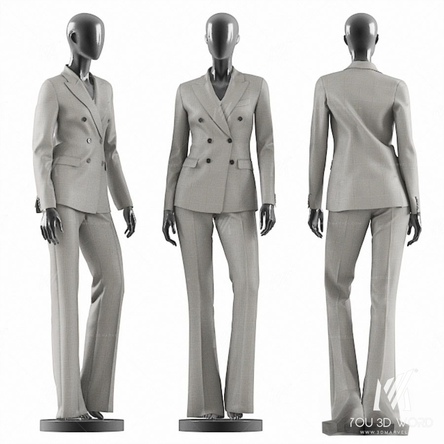 Woman Gray Suit